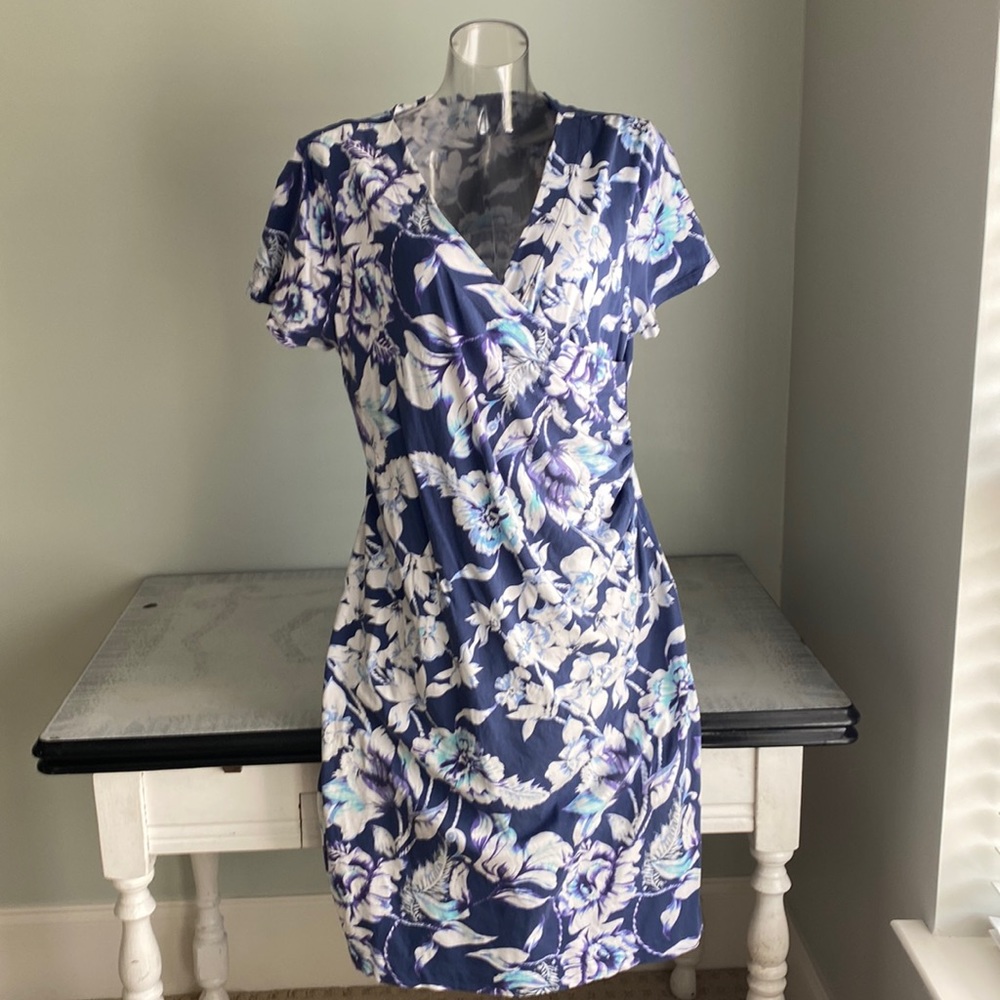 Soft Surroundings casual summer dress. Sz XL. Ruched waist with faux wrap skirt
